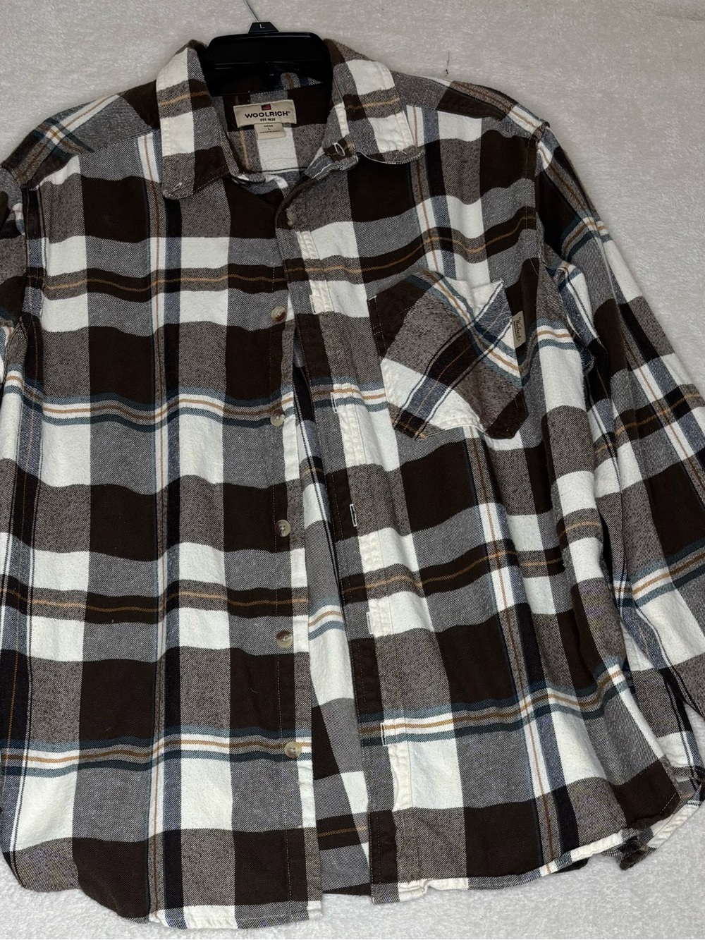 Woolrich Brown, White & Gray Plaid Button-Down Shirt